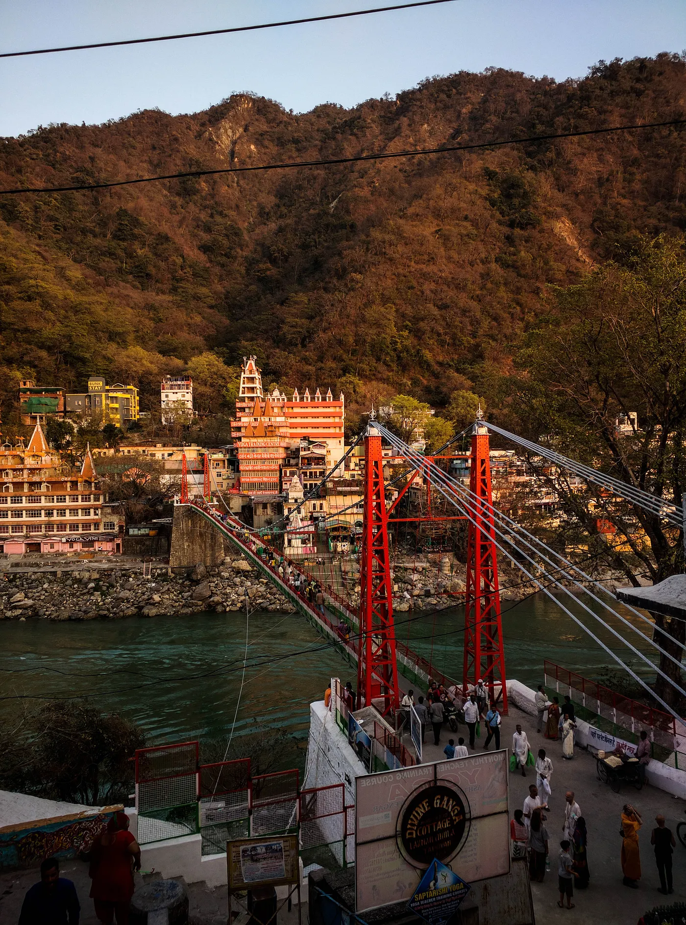 The famous suspension bridge over the Ganges in Rishikesh